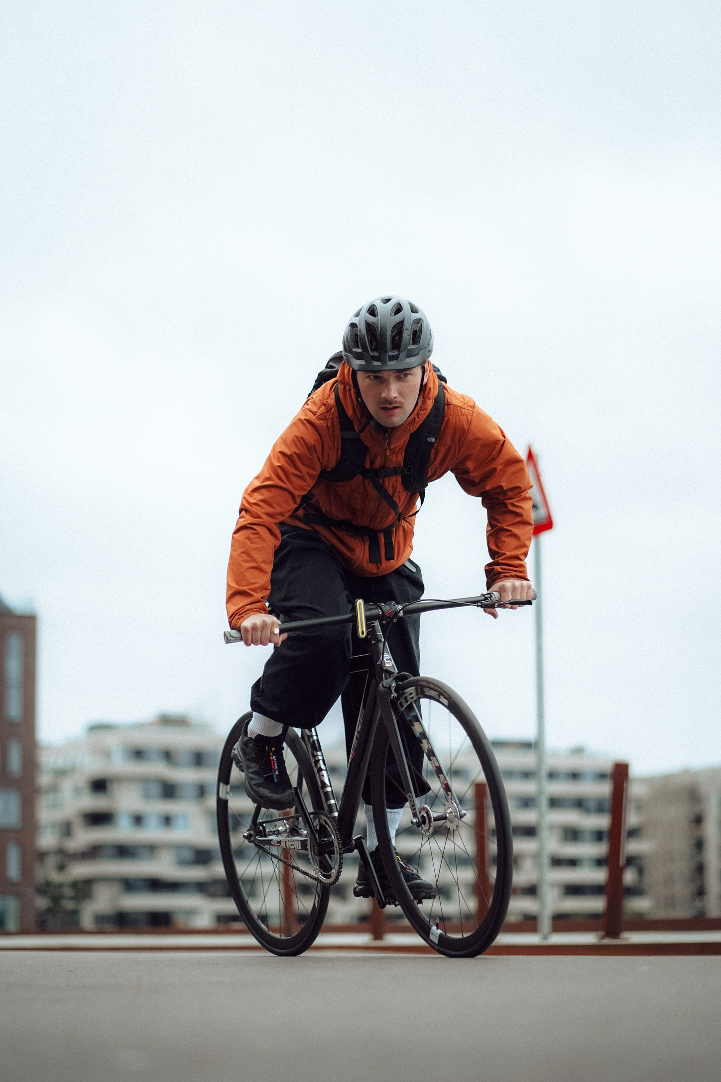 Oliver Pearson riding a bicycle